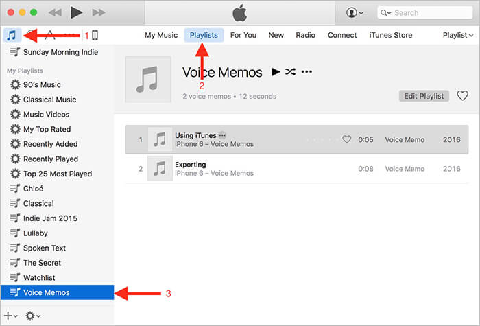how to find voice memos in itunes
