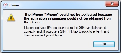 iphone could not be activated because the activation information could not be obtained