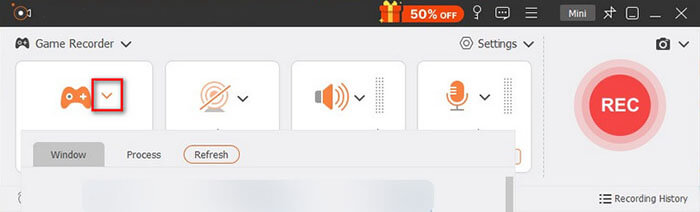 impostare l'area di acquisizione
