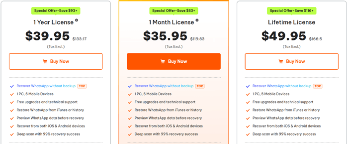 win price of tenorshare ultdata whatsapp recovery