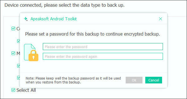 restauration de sauvegarde chiffrée des données Android apeaksoft