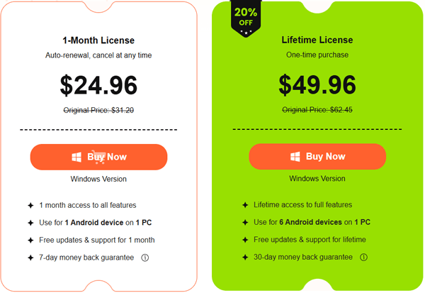 Precio del desbloqueador de Android de Apeaksoft