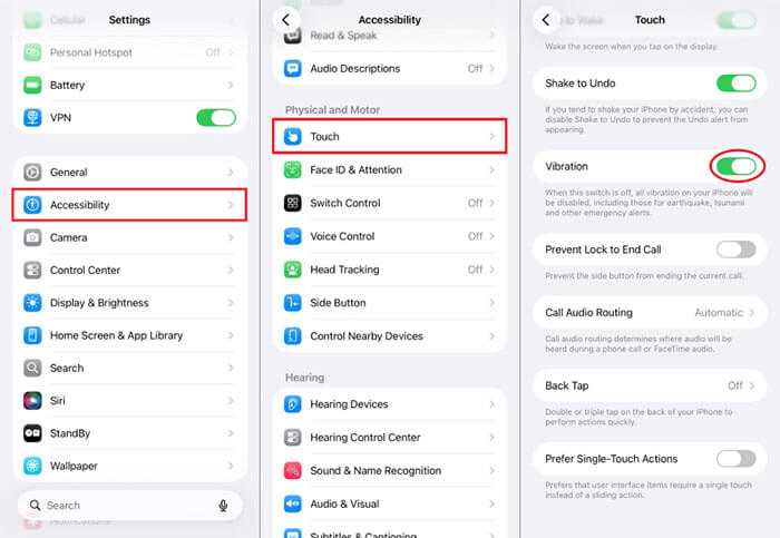 turn on vibration to fix iphone vibration not working