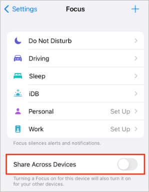 Matikan sinkronisasi antar perangkat untuk memperbaiki masalah jangan ganggu di iPhone 17.