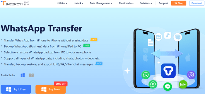 transfert WhatsApp Tuneskit