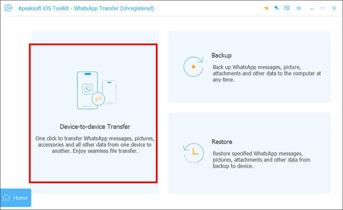 modul transfer WhatsApp Apeaksoft antar perangkat