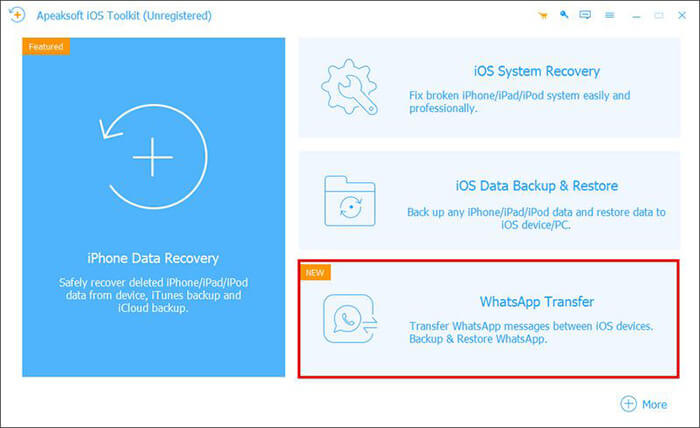 Fitur transfer WhatsApp Apeaksoft