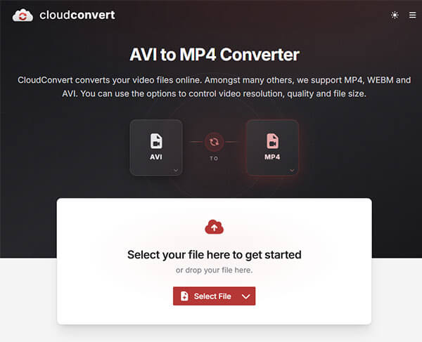 convert avi to mp4 online via cloudconvert