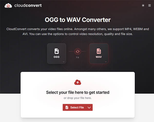 Convertissez des fichiers OGG en WAV en ligne via CloudConvert.