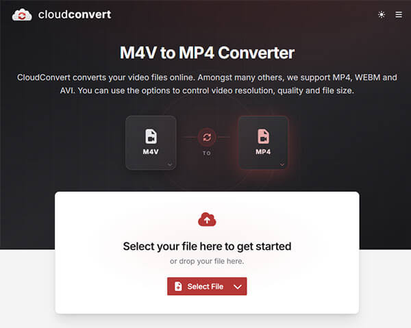 Как преобразовать файл m4v в mp4 онлайн с помощью CloudConvert