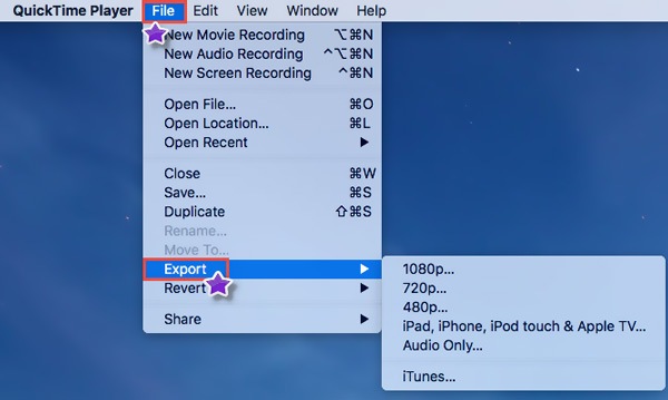 Как преобразовать M4V в MP4 на Mac с помощью QuickTime Player.