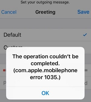 Error 1035 de com.apple.mobilephone