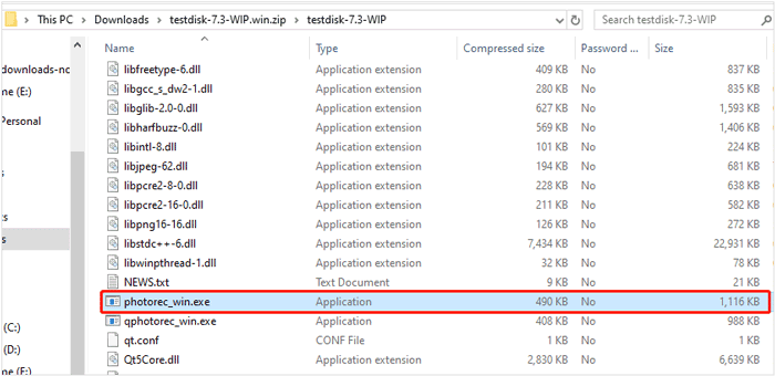 PC'de photorec.exe dosyasını çalıştırın.