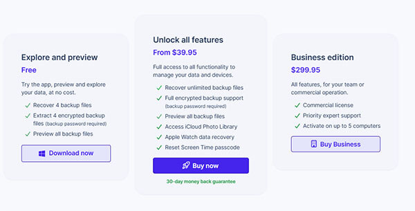 le prix de Reincubate iPhone Backup Extractor