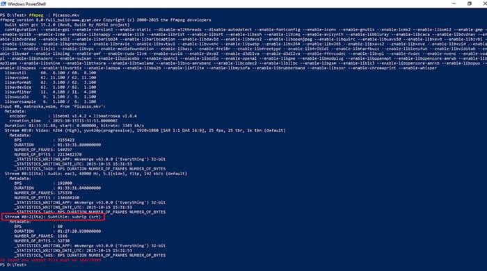 извлечение субтитров из видео ffmpeg