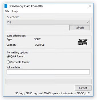 Formater la carte SD à l'aide d'un logiciel de formatage de cartes mémoire SD