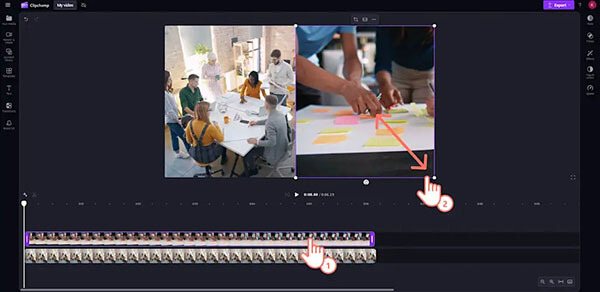 通过 Clipchamp 在 Windows 上播放分屏视频