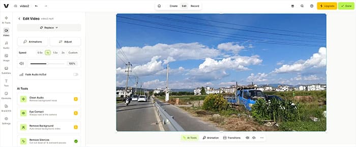 veed video lighting editor
