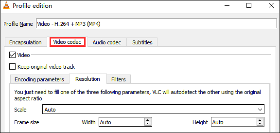 how to compress video in vlc media player by downscaling the resolution