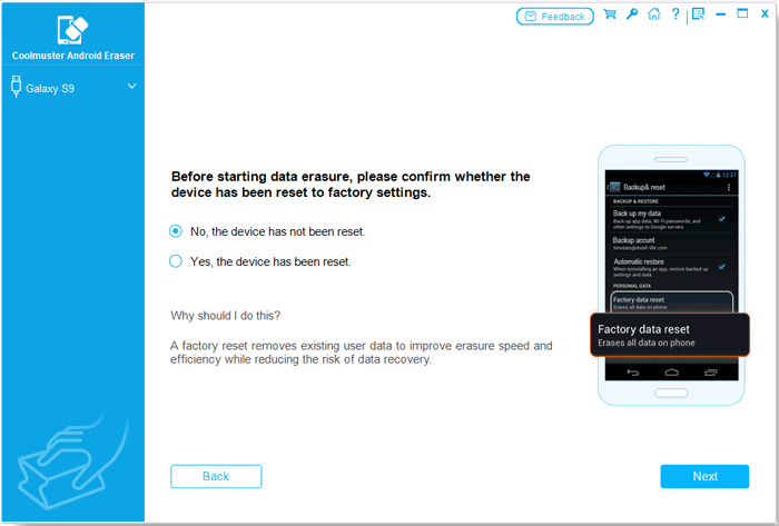 factory reset confirm