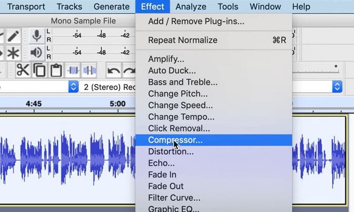 使用 Audacity 壓縮 wav 文件