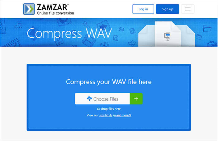 透過 Zamzar 在線壓縮 WAV 文件