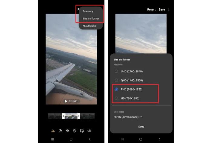 Comment compresser une vidéo dans la galerie Android en réduisant sa résolution ?