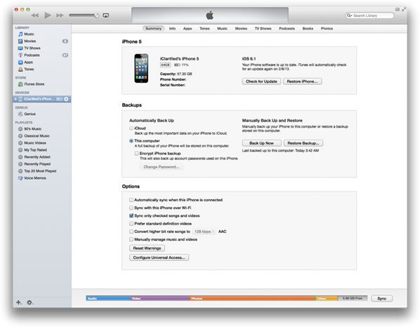 backup iphone with itunes