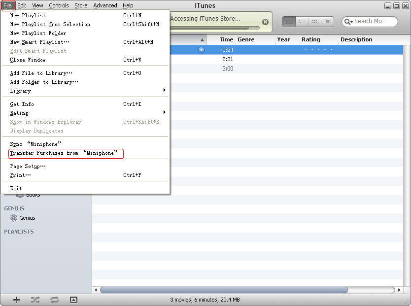 在 itunes 中选择文件