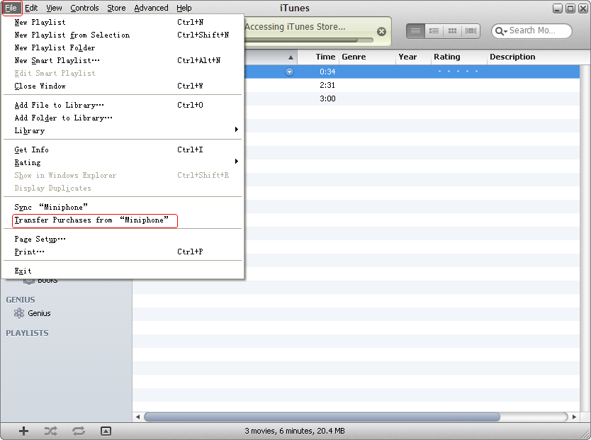 select files in itunes