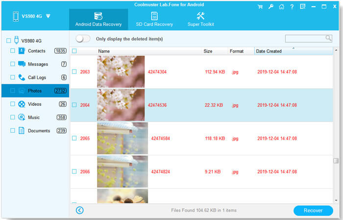 recover deleted photos from android gallery via coolmuster lab fone for android