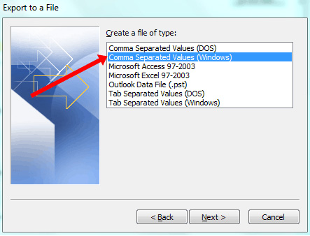 back up outlook contacts to csv