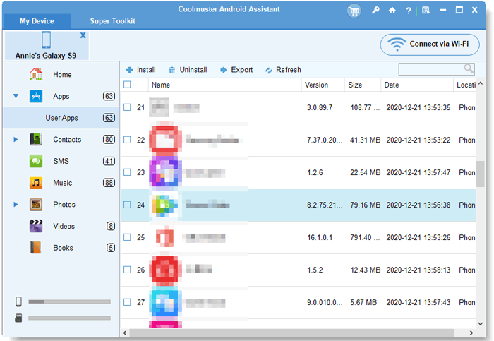 android backup app selectively by android assistant