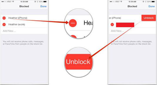 access remove blocked contacts from iphone