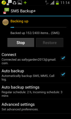 Backup Messaggi di testo Android a Gmail