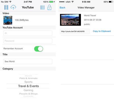 upload iphone videos to youtube