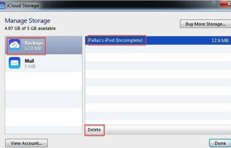 how to delete icloud backup