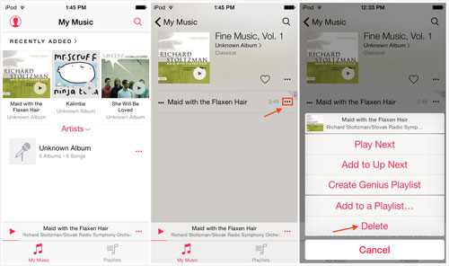 how to delete music from ipod running ios 8.4 and later