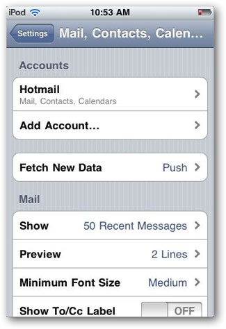 sync hotmail with iphone