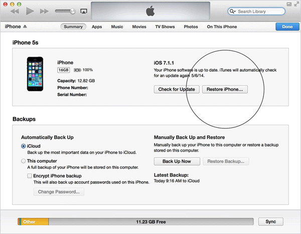 restore iphone with itunes