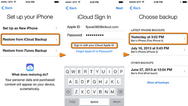 restore voice memos from icloud backup directly