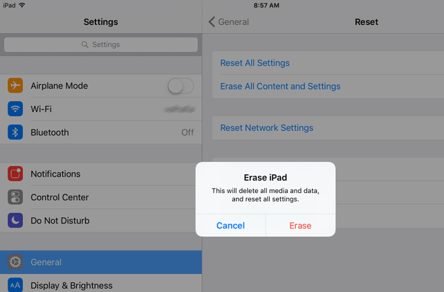 restore ipad without itunes via settings