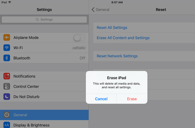 how to wipe an ipad clean via settings