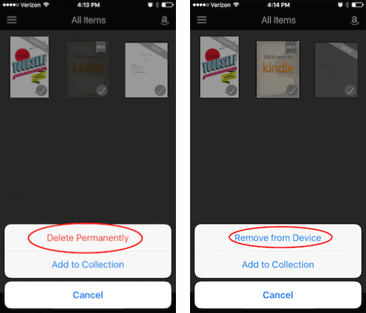 delete kindle books from ipad