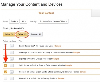 delete kindle books from ipad