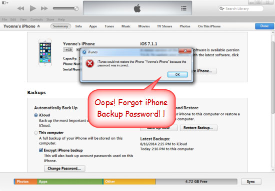 how to restore without iphone backup password