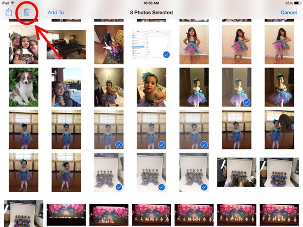 удалить фотографии с iPad