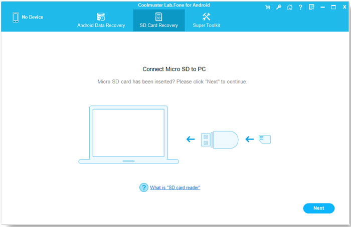 connect sd card to pc to conduct android data recovery without root