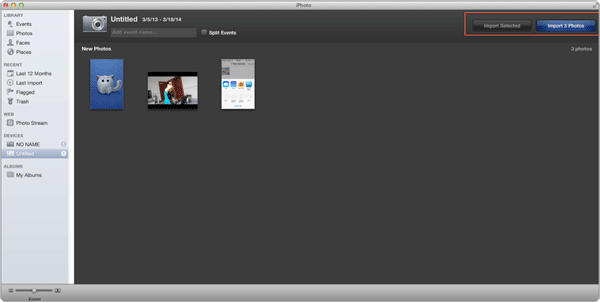 transfer photos from camera to iphoto