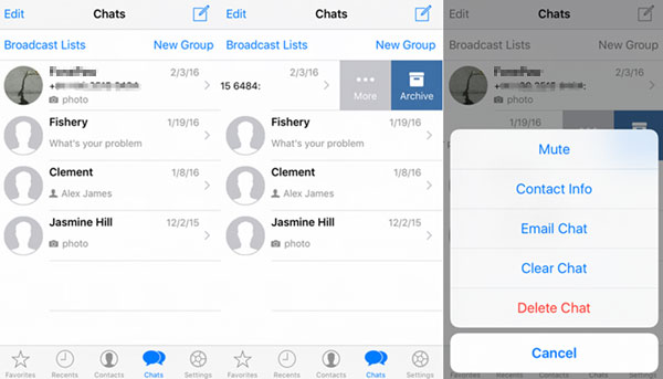 delete whatsapp messages on iphone